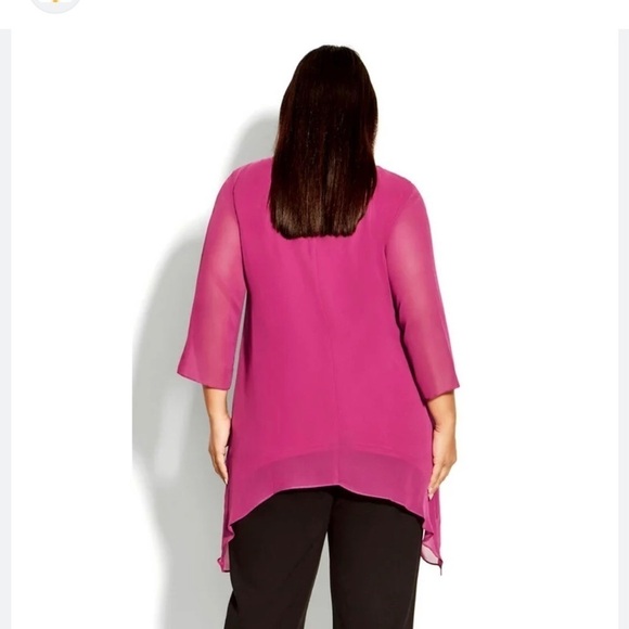 Avenue Studio Women’s Hanna Magenta V-Neckline Layered Top Plus Size 26/28 - Picture 4 of 15